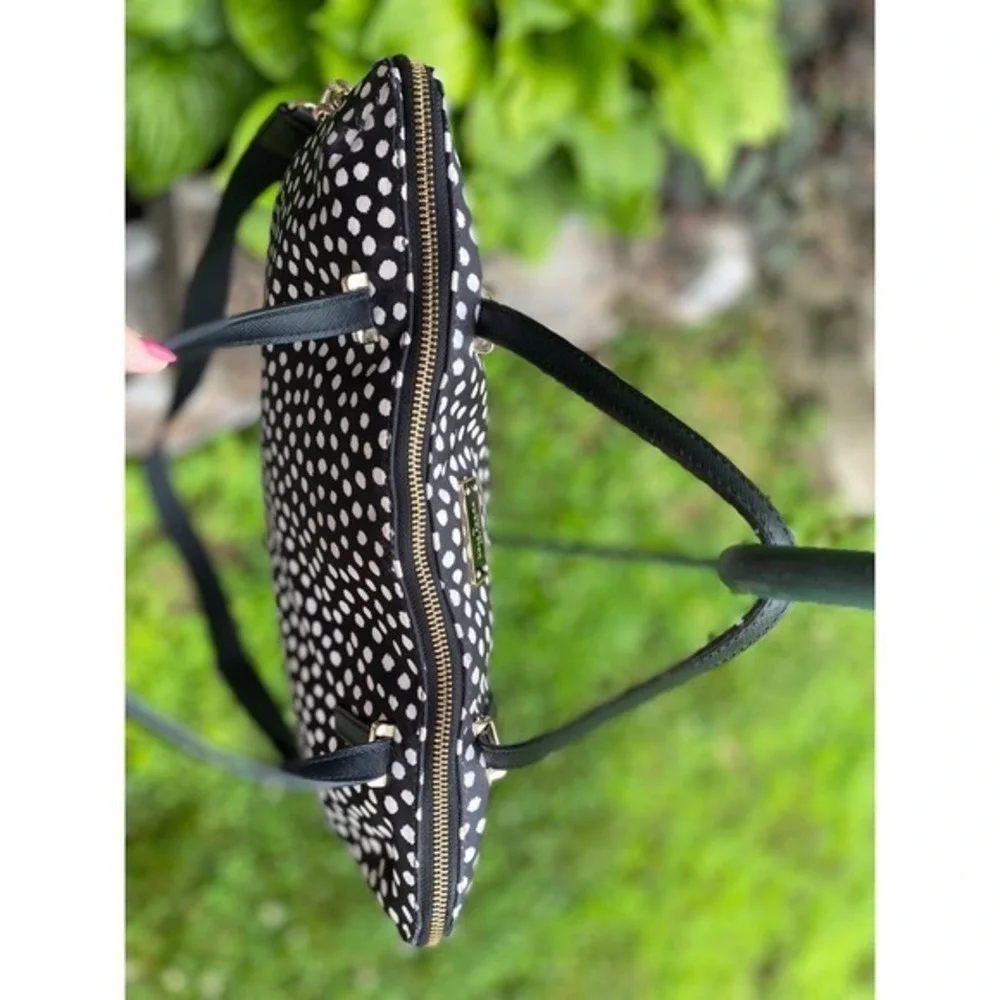 Kate Spade Wilson Road Musical Dots Laptop Bag Black White Polka Dot   Crossbody